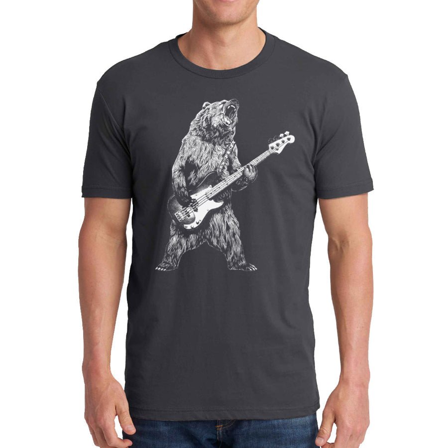 Men's Bear Playing Bass Guitar T-Shirt - POPvault