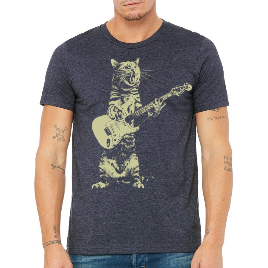 Men's Cat Playing Guitar T-Shirt - POPvault