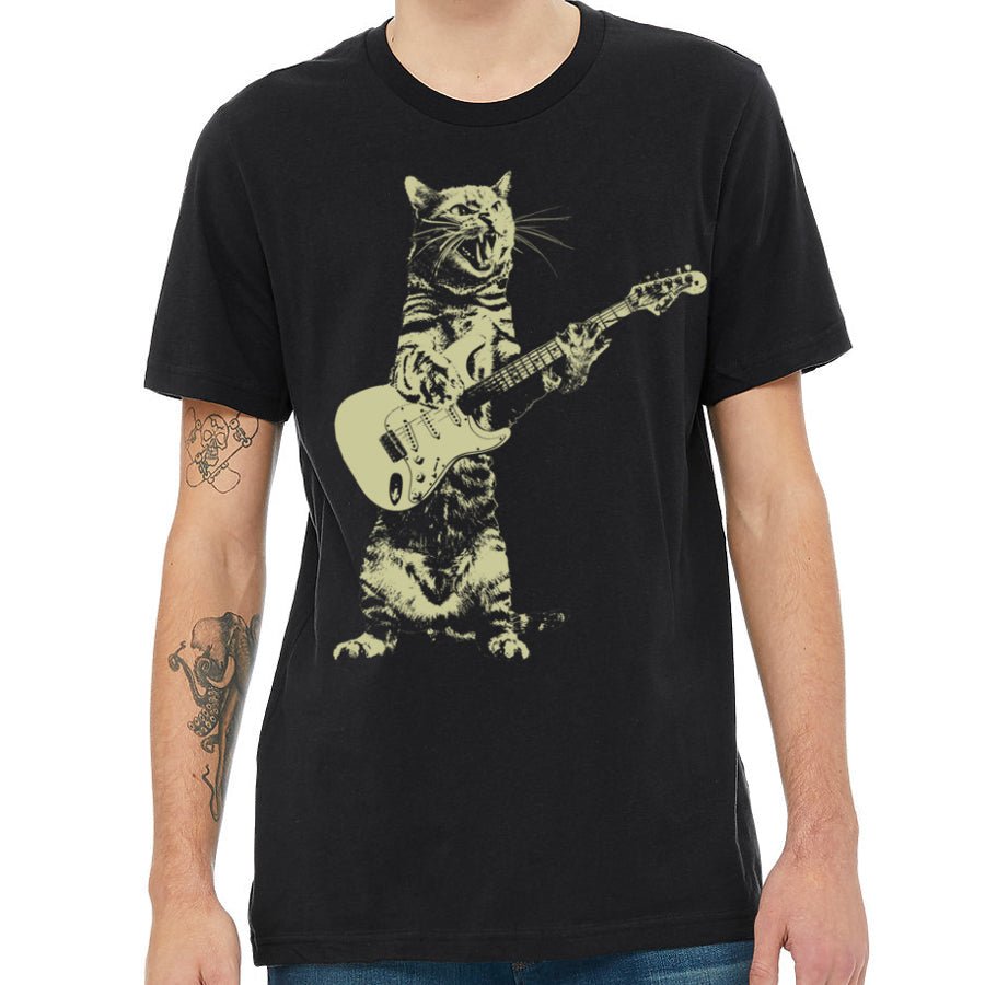 Men's Cat Playing Guitar T-Shirt - POPvault