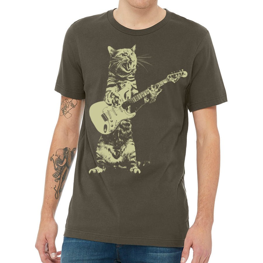 Men's Cat Playing Guitar T-Shirt - POPvault