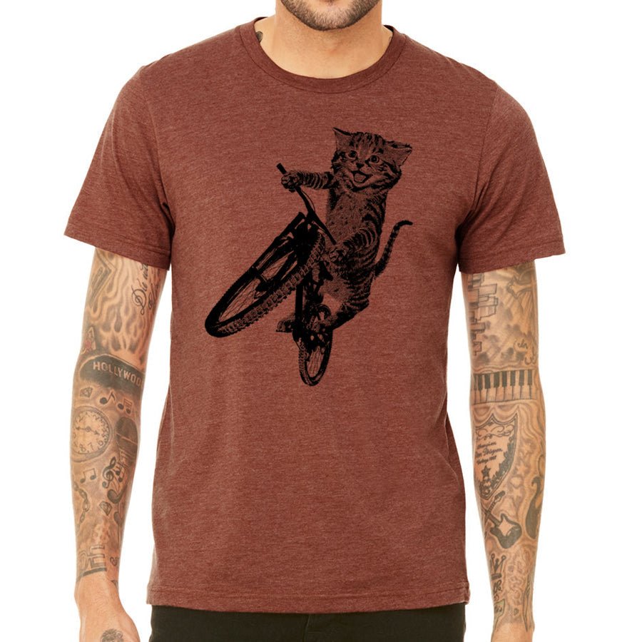 Men's Cat Riding a Bicycle T-Shirt - POPvault