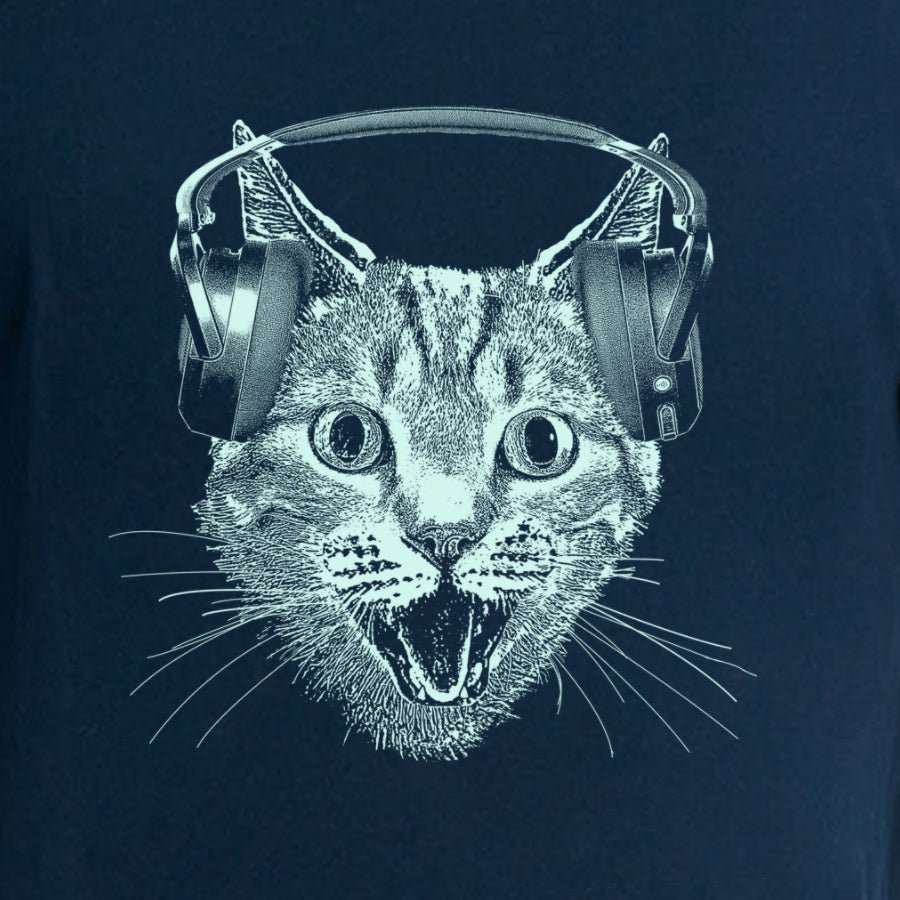 Men's Cat Wearing Headphones T-Shirt - POPvault