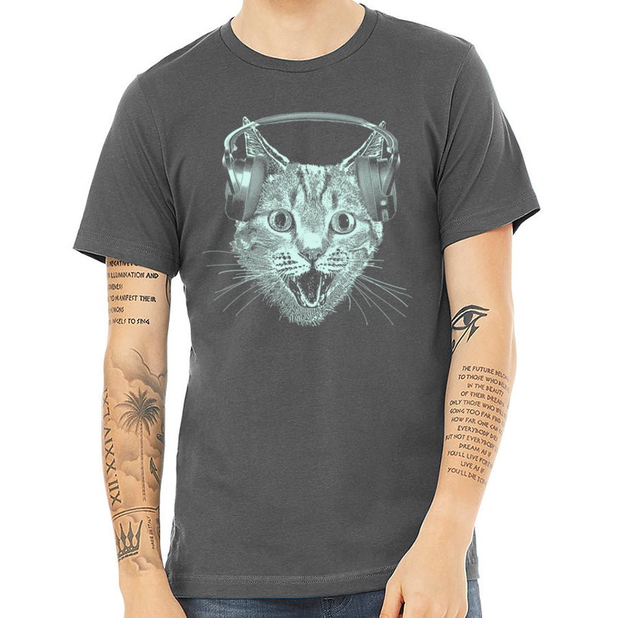 Men's Cat Wearing Headphones T-Shirt - POPvault