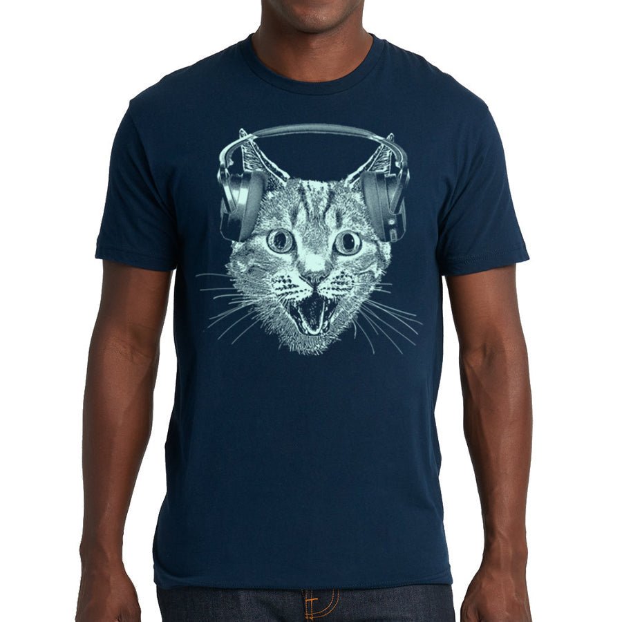 Men's Cat Wearing Headphones T-Shirt - POPvault