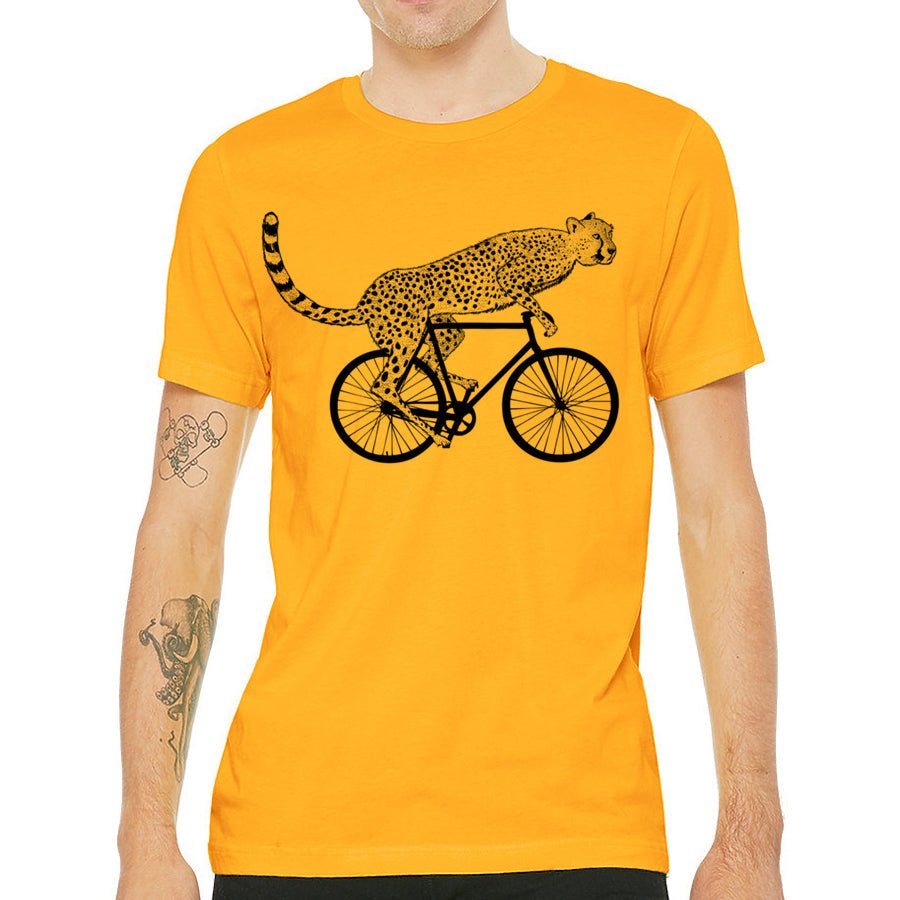 Men's Cheetah Riding a Bike T-Shirt - POPvault