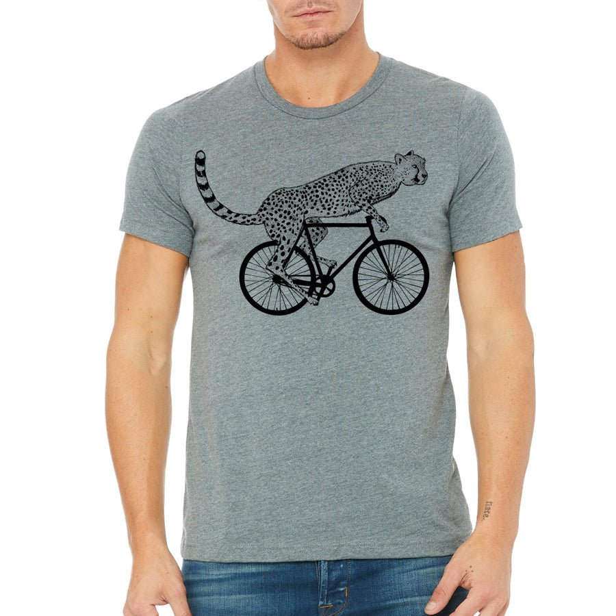 Men's Cheetah Riding a Bike T-Shirt - POPvault