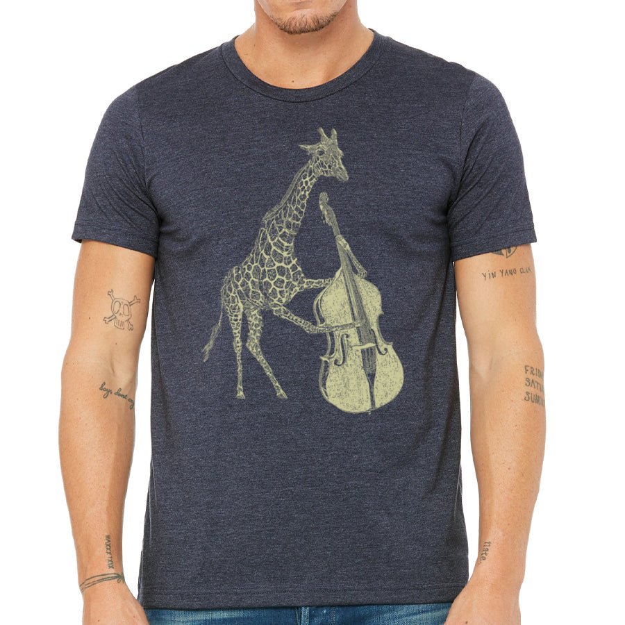 Men's Giraffe Playing Bass T-Shirt - POPvault
