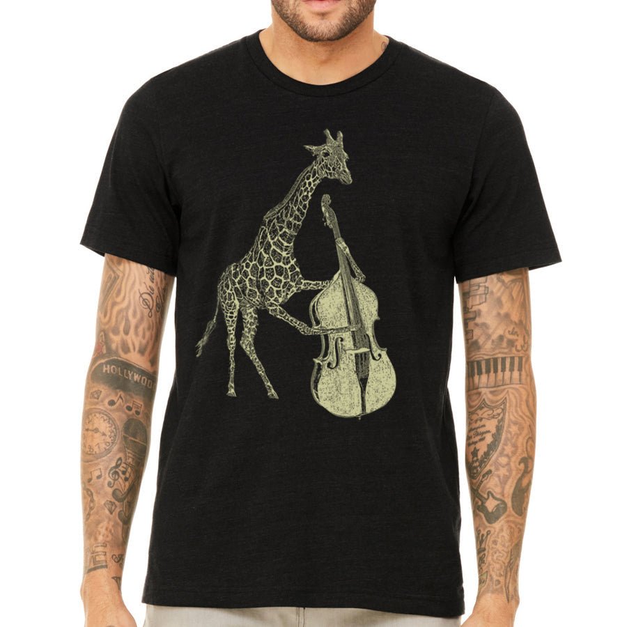 Men's Giraffe Playing Bass T-Shirt - POPvault