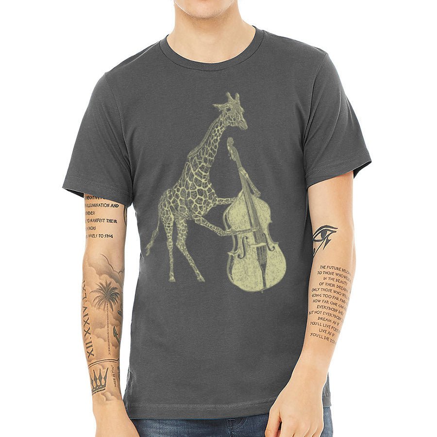 Men's Giraffe Playing Bass T-Shirt - POPvault