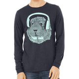 Men's Guinea Pig Wearing Headphones Long Sleeve T-Shirt - POPvault
