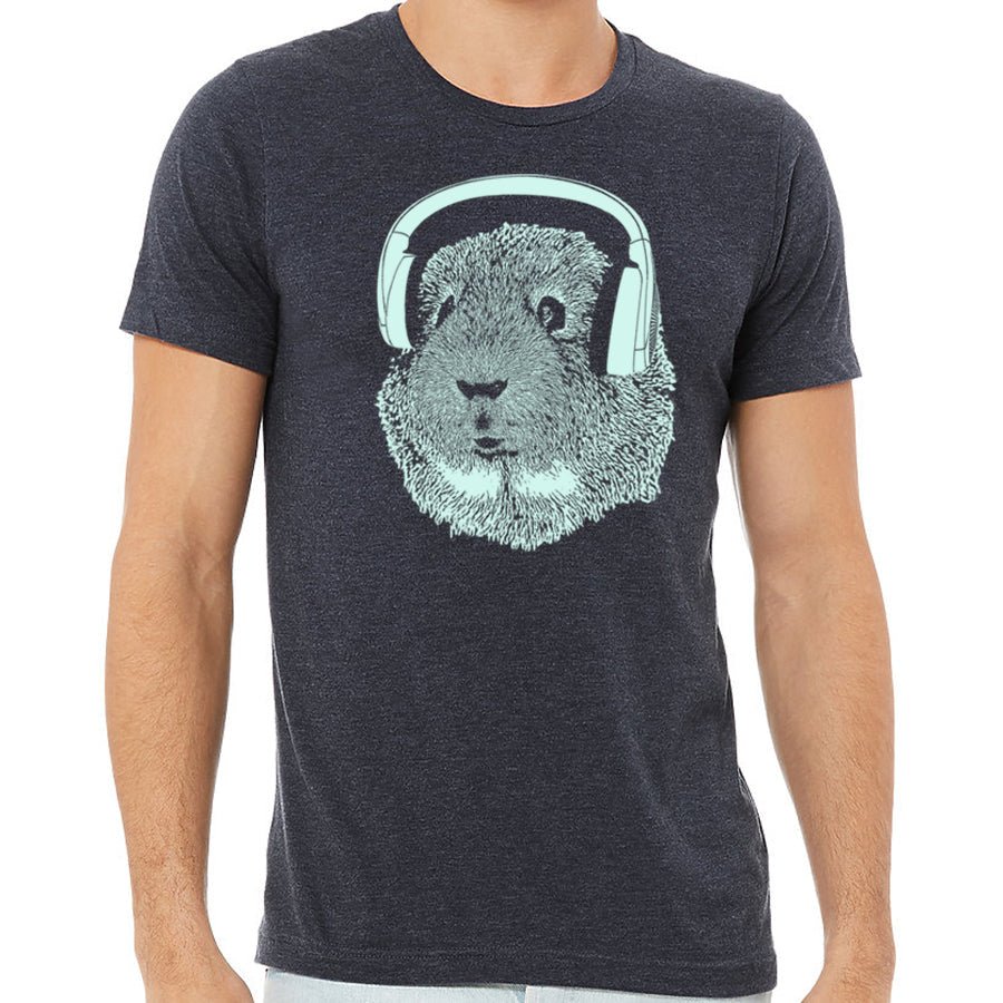 Men's Guinea Pig Wearing Headphones T-Shirt - POPvault
