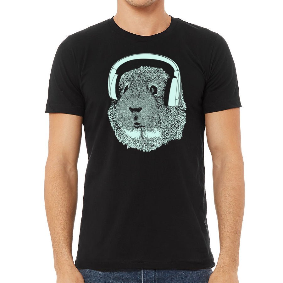 Men's Guinea Pig Wearing Headphones T-Shirt - POPvault
