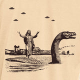 Men's Jesus Christ Riding The Loch Ness Monster T-Shirt - POPvault