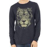 Men's Lion Wearing Glasses Long Sleeve T-Shirt - POPvault