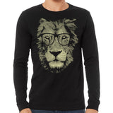 Men's Lion Wearing Glasses Long Sleeve T-Shirt - POPvault