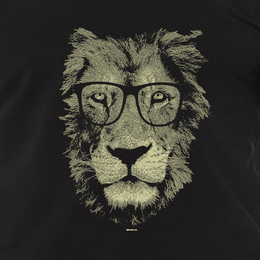 Men's Lion Wearing Glasses Long Sleeve T-Shirt - POPvault