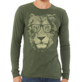 Men's Lion Wearing Glasses Long Sleeve T-Shirt - POPvault