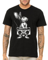 Men's Rabbit With Vintage Boom Box Radio T-Shirt - POPvault