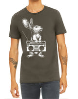 Men's Rabbit With Vintage Boom Box Radio T-Shirt - POPvault