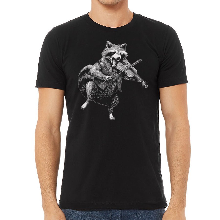 Men's Raccoon Playing Fiddle T-Shirt - POPvault