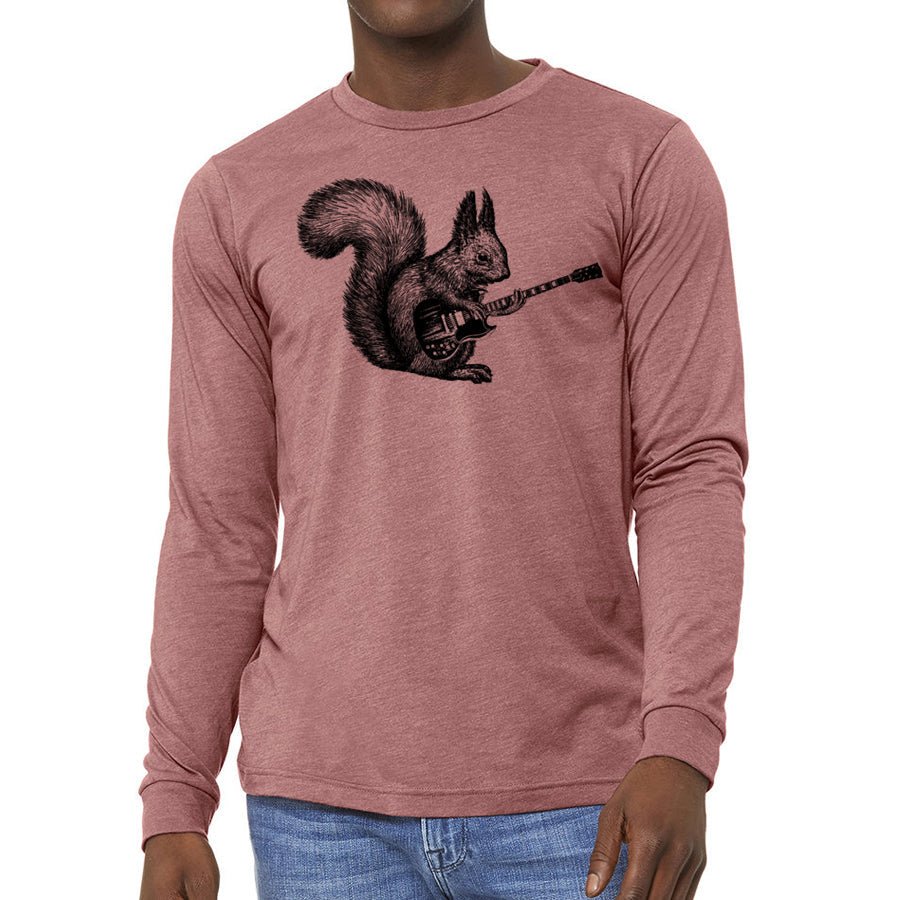 Men's Squirrel Playing Guitar Long Sleeve T-Shirt - POPvault