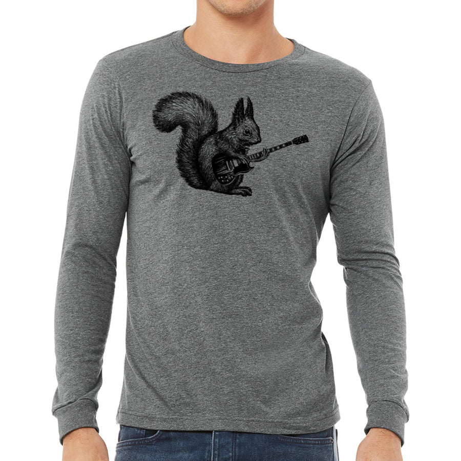Men's Squirrel Playing Guitar Long Sleeve T-Shirt - POPvault
