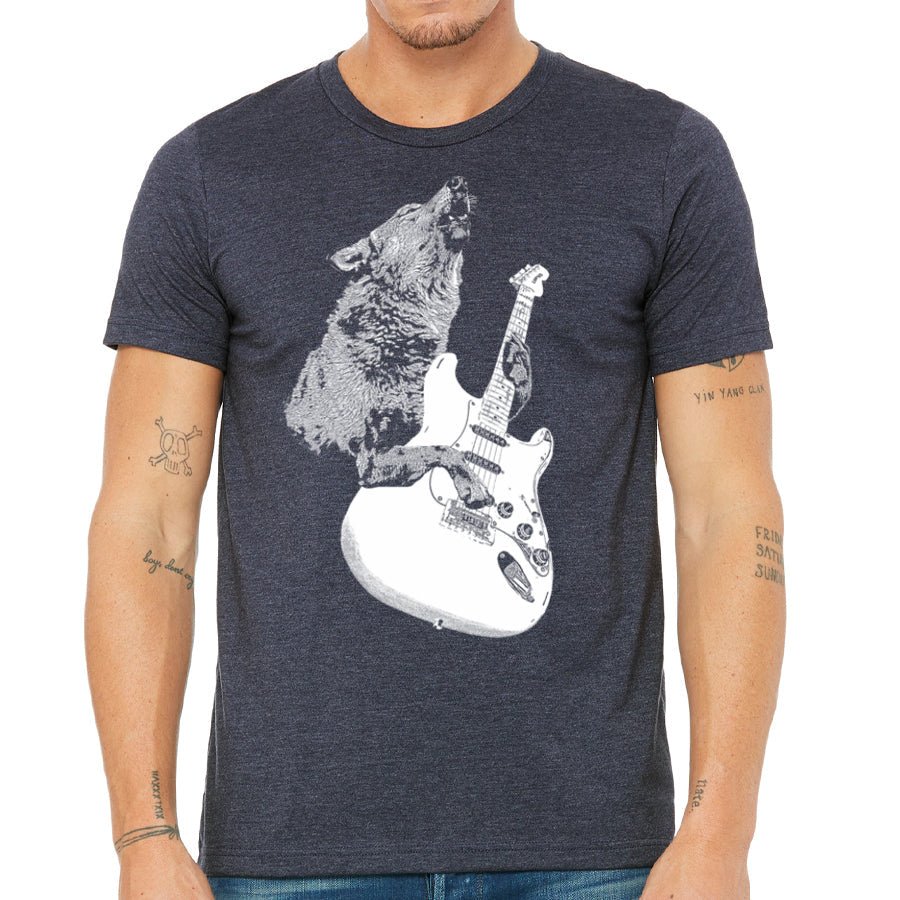 Men's Wolf Playing Guitar T-Shirt - POPvault