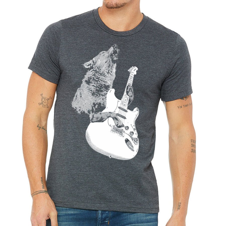 Men's Wolf Playing Guitar T-Shirt - POPvault