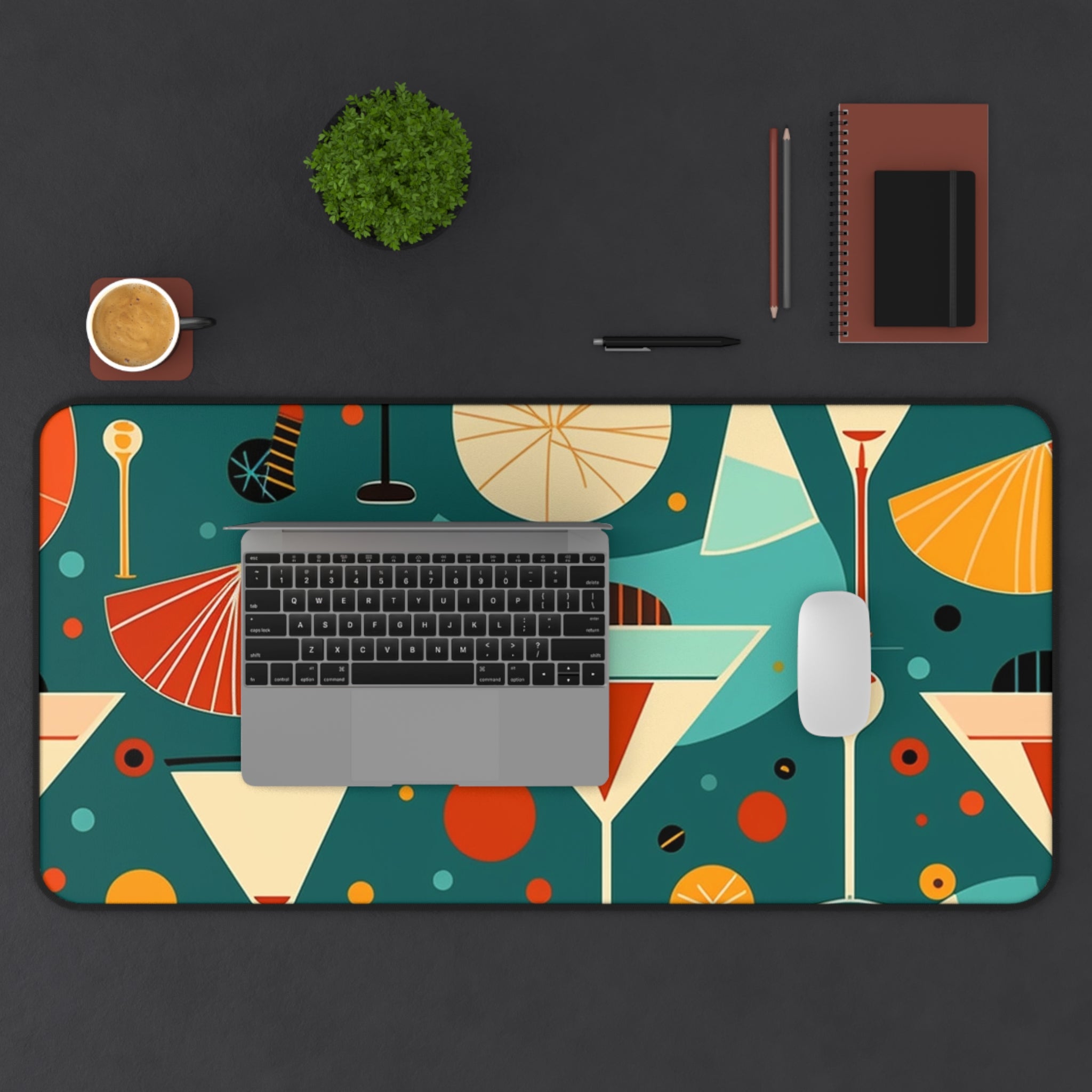 Mid - Century Modern - Cocktail Hour Geometric Computer Desk Mat - POPvault