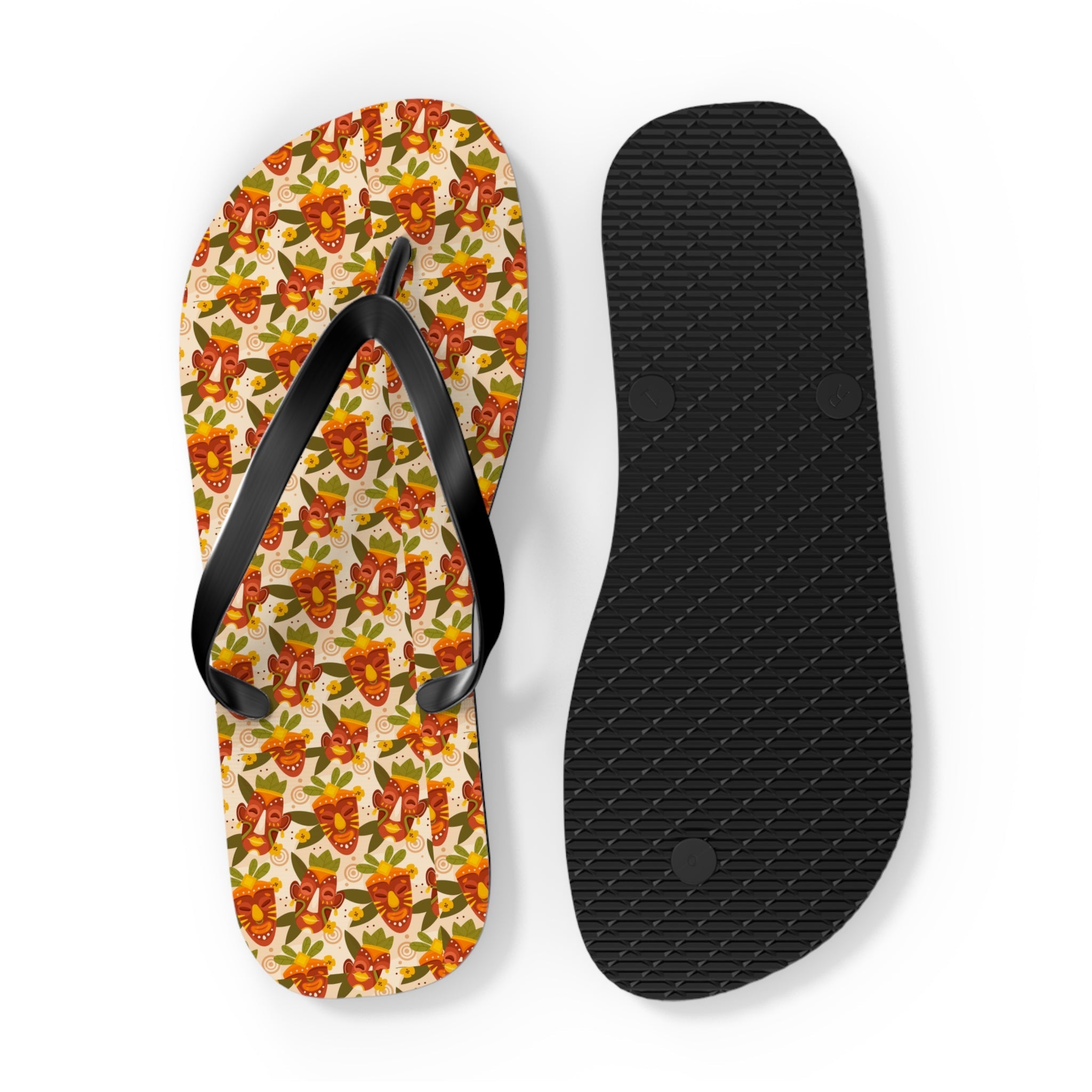 Mid - Century Retro African Mask Geometric Flip - Flops - POPvault