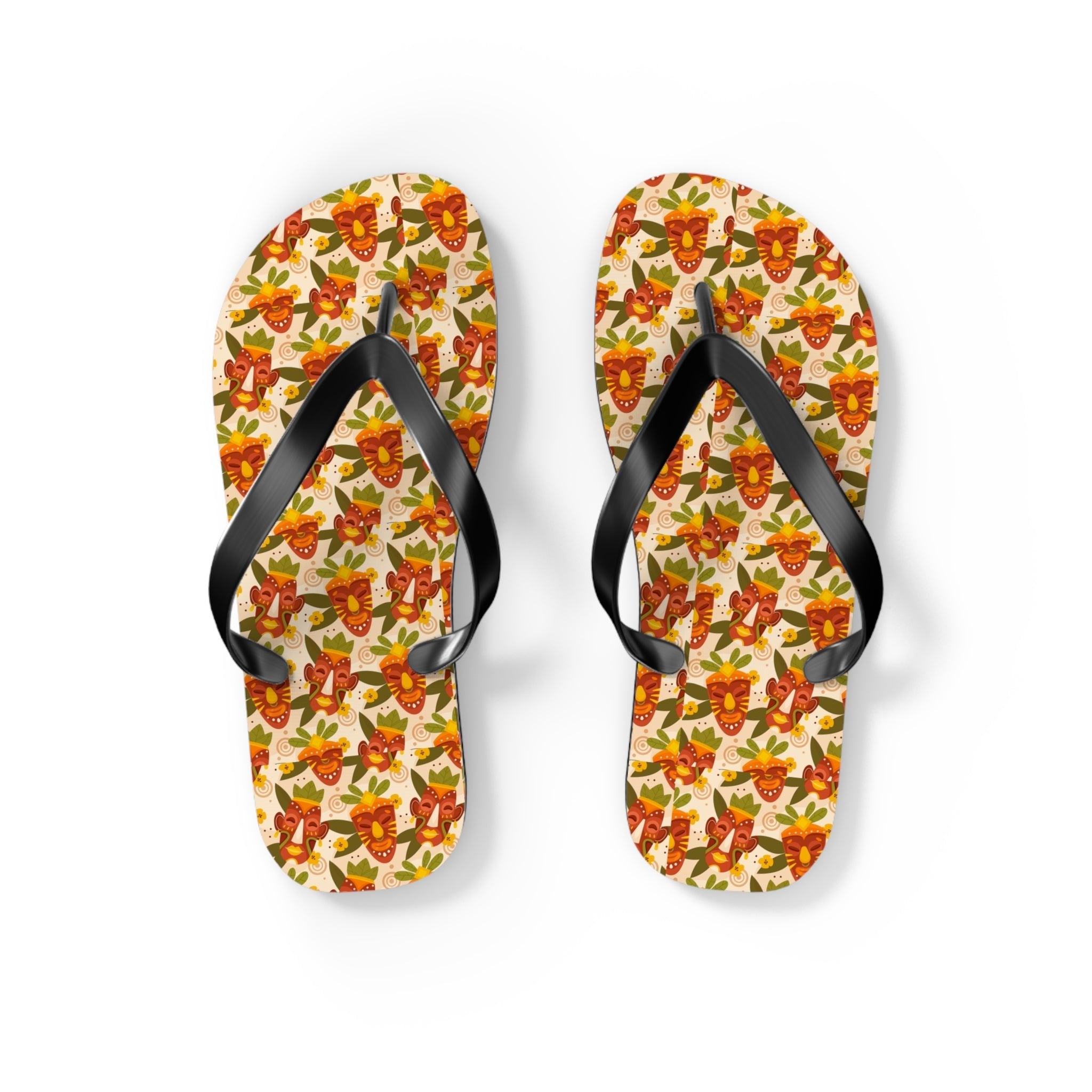 Mid - Century Retro African Mask Geometric Flip - Flops - POPvault