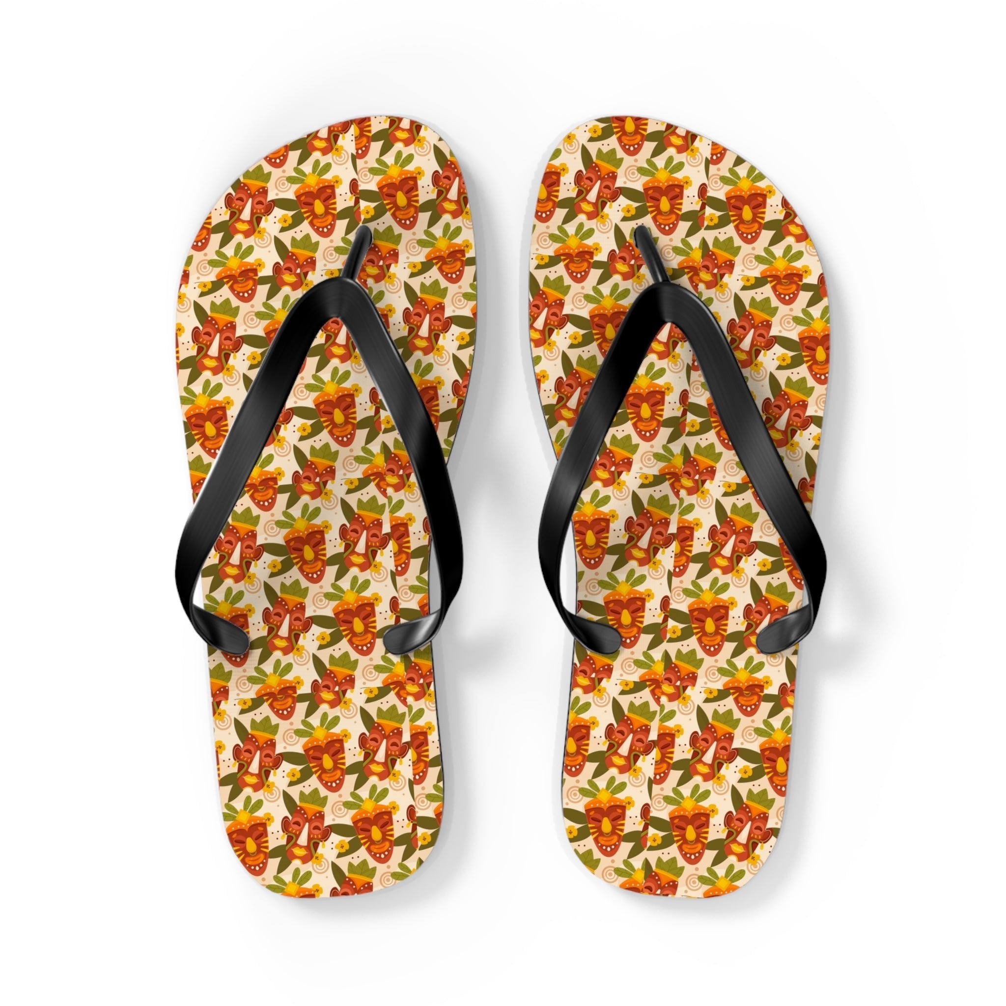 Mid - Century Retro African Mask Geometric Flip - Flops - POPvault