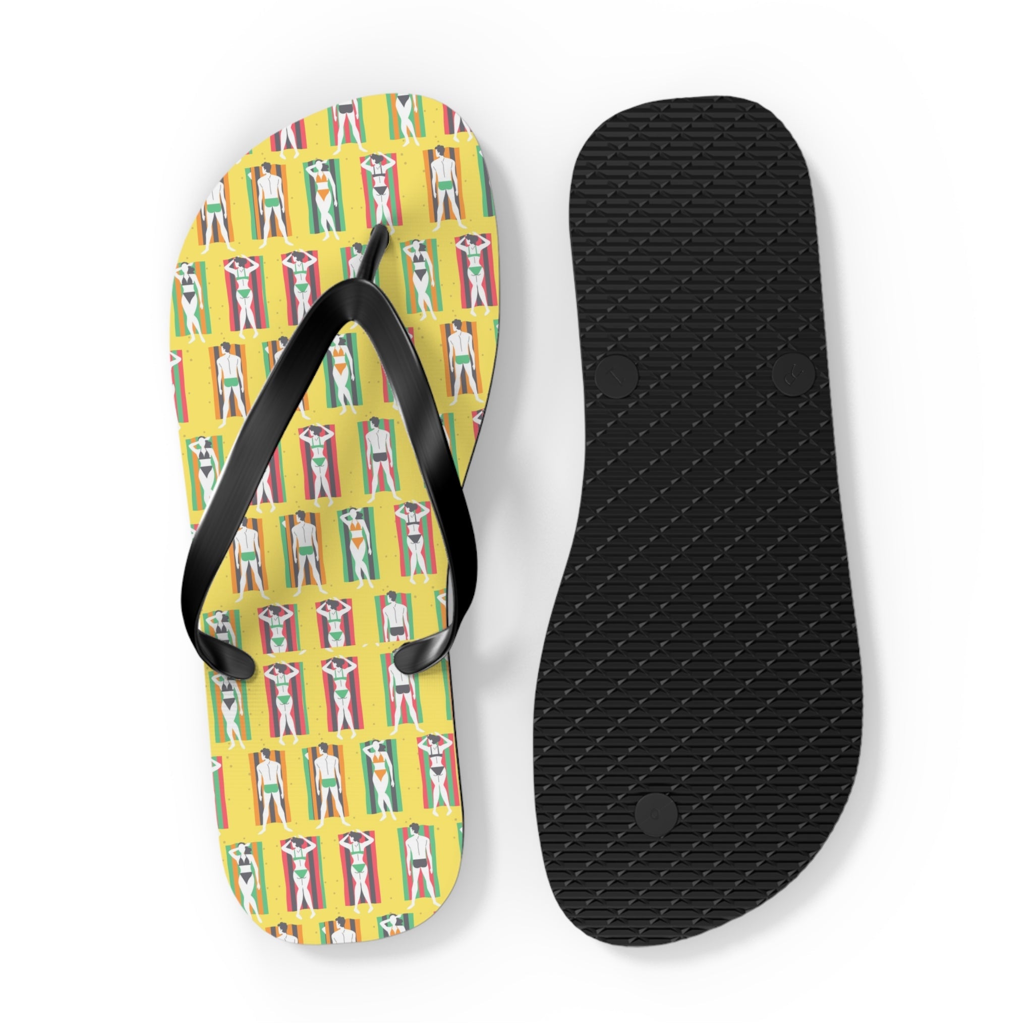 Mid - Century Retro Beach Blanket Bathing Suits Flip - Flops - POPvault