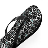Mid - Century Retro Black Squiggly Wiggly Flip - Flops - POPvault