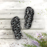 Mid - Century Retro Black Squiggly Wiggly Flip - Flops - POPvault