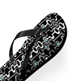 Mid - Century Retro Black Squiggly Wiggly Flip - Flops - POPvault