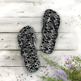 Mid - Century Retro Black Squiggly Wiggly Flip - Flops - POPvault
