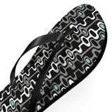 Mid - Century Retro Black Squiggly Wiggly Flip - Flops - POPvault