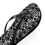 Mid - Century Retro Black Squiggly Wiggly Flip - Flops - POPvault
