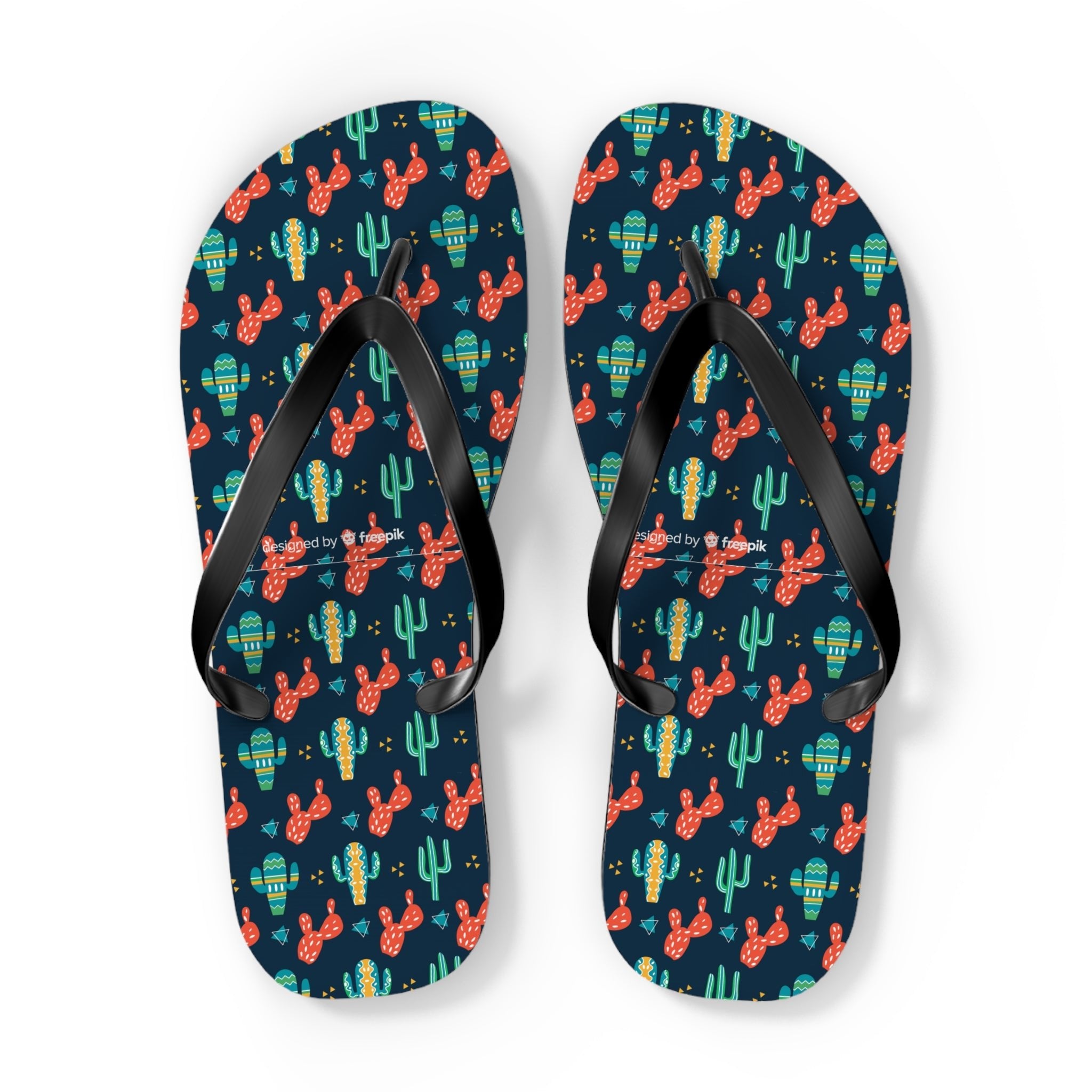 Mid - Century Retro Cactus Garden Geometric Flip - Flops - POPvault