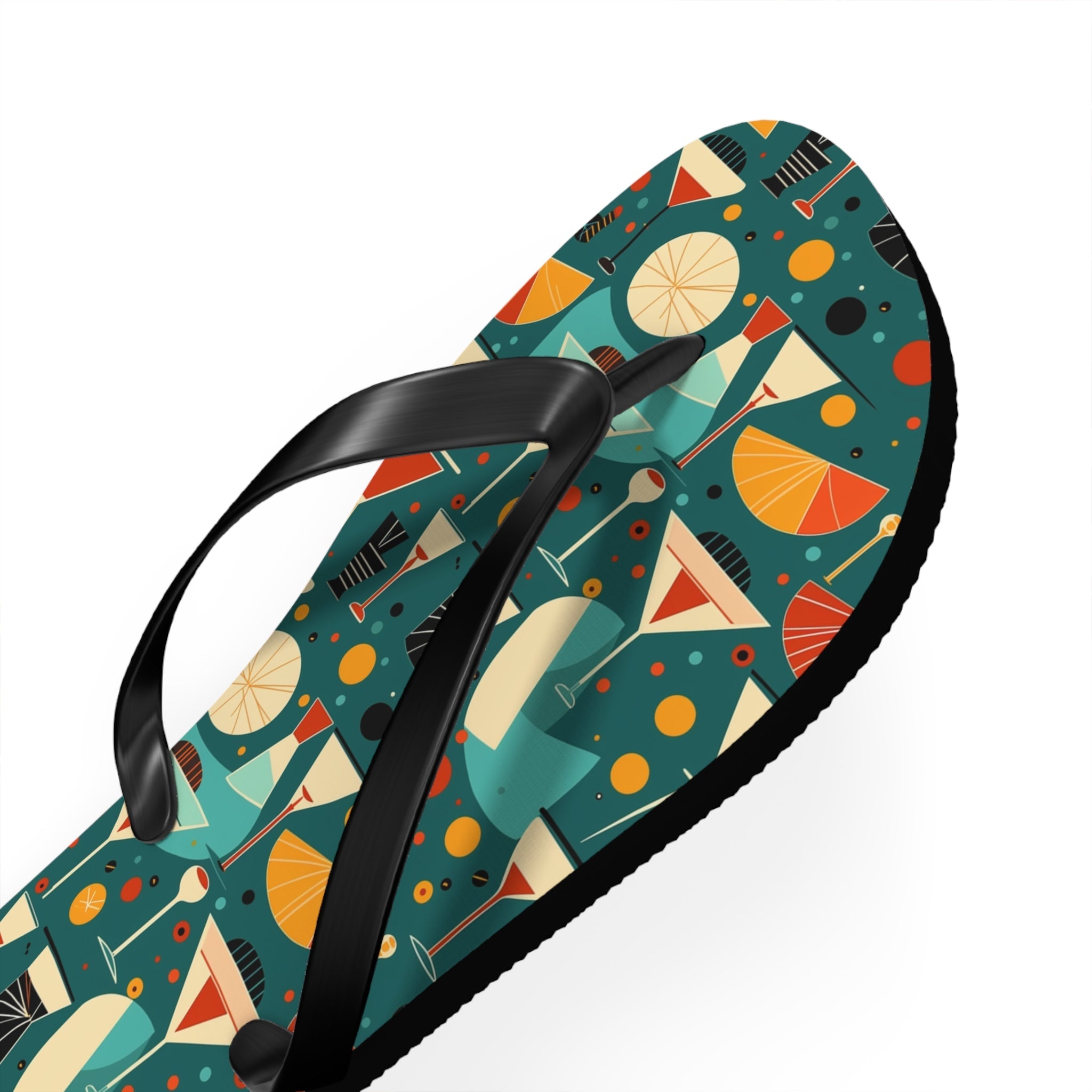 Mid - Century Retro Cocktail Hour Geometric Flip - Flops - POPvault