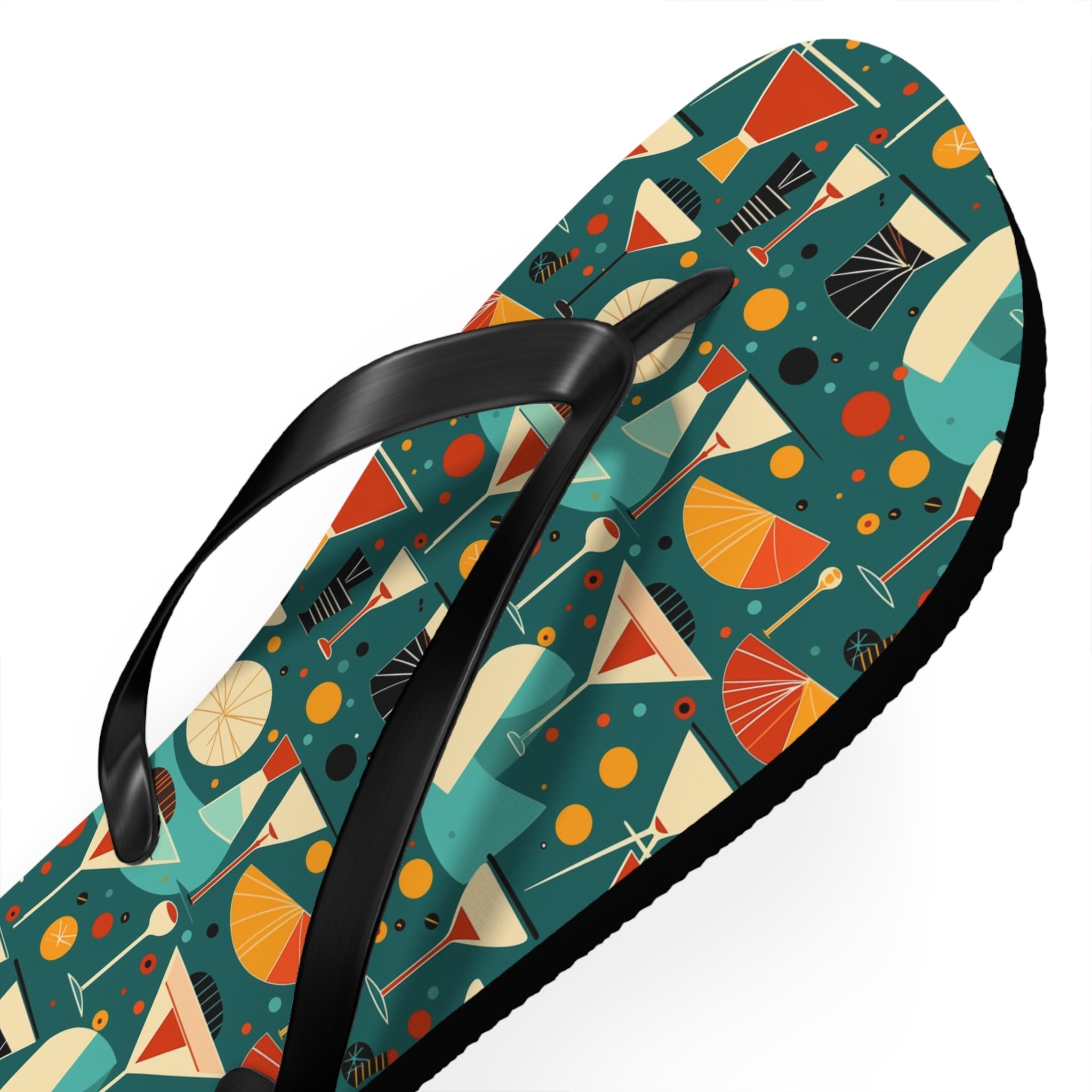 Mid - Century Retro Cocktail Hour Geometric Flip - Flops - POPvault