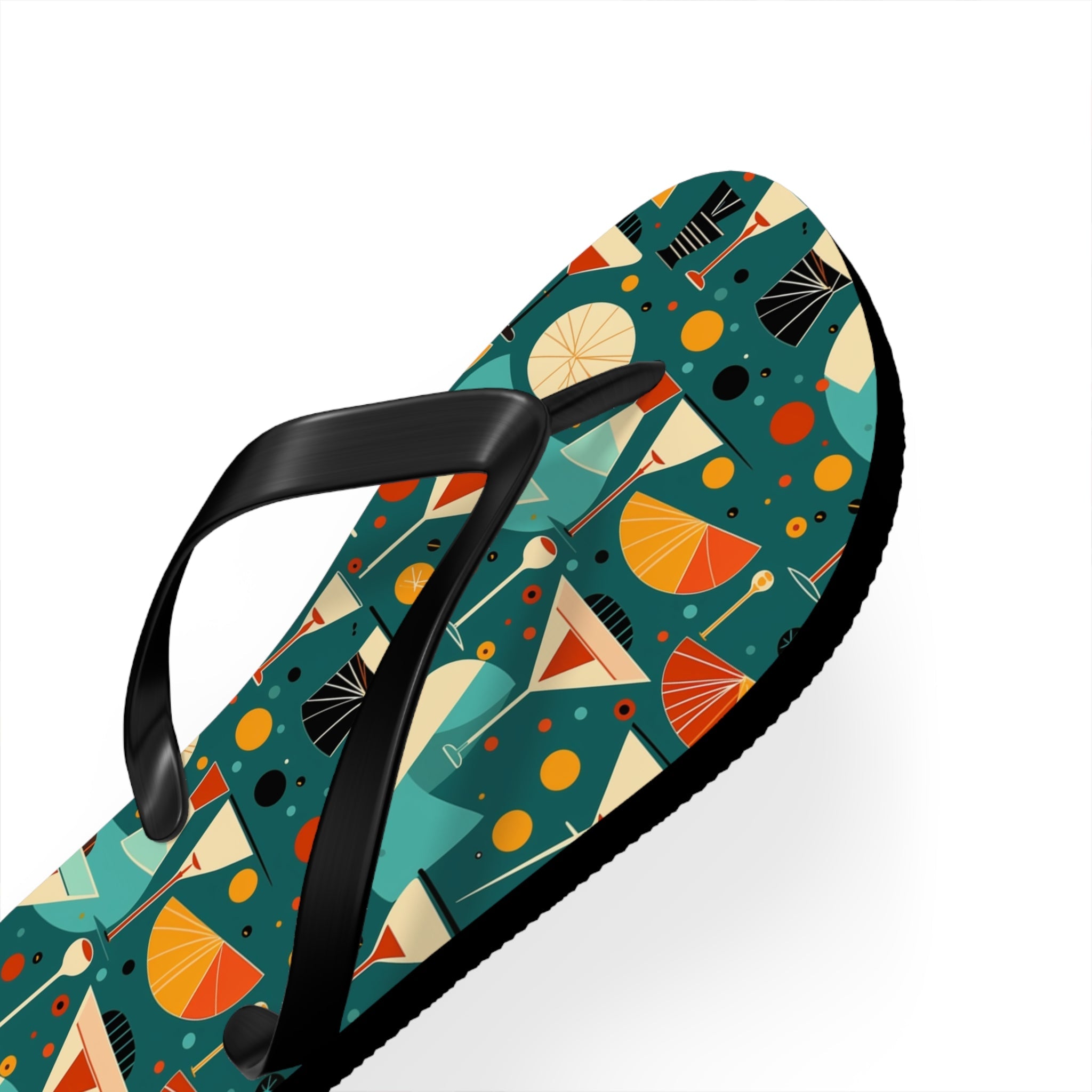 Mid - Century Retro Cocktail Hour Geometric Flip - Flops - POPvault