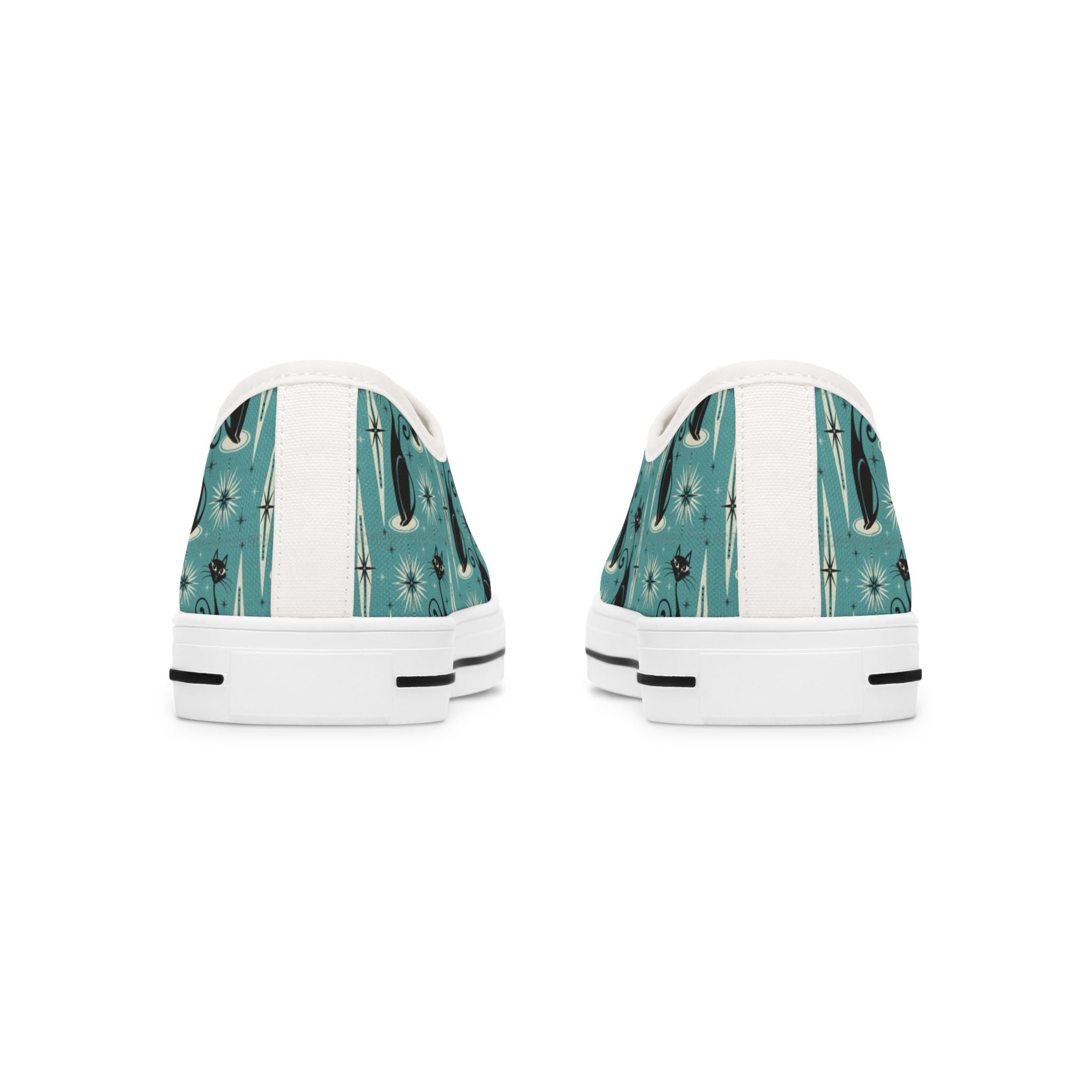 Mid - Century Retro Coolest Kitty Cats Low Top Women's Casual Canvas Sneakers - POPvault