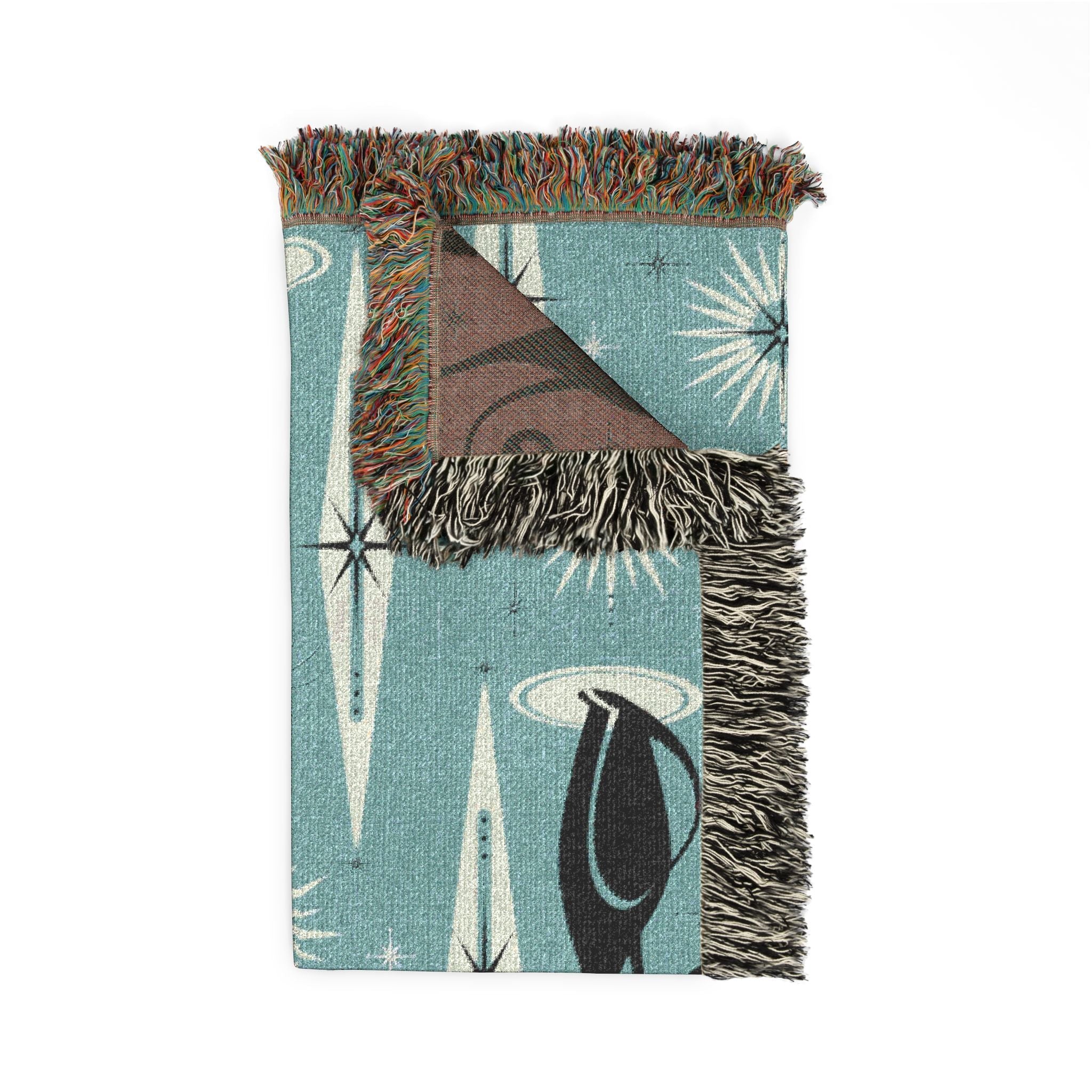 Mid - Century Retro Coolest Kitty Cats Vintage Ski Lodge Woven Blanket - POPvault