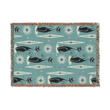 Mid - Century Retro Coolest Kitty Cats Vintage Ski Lodge Woven Blanket - POPvault