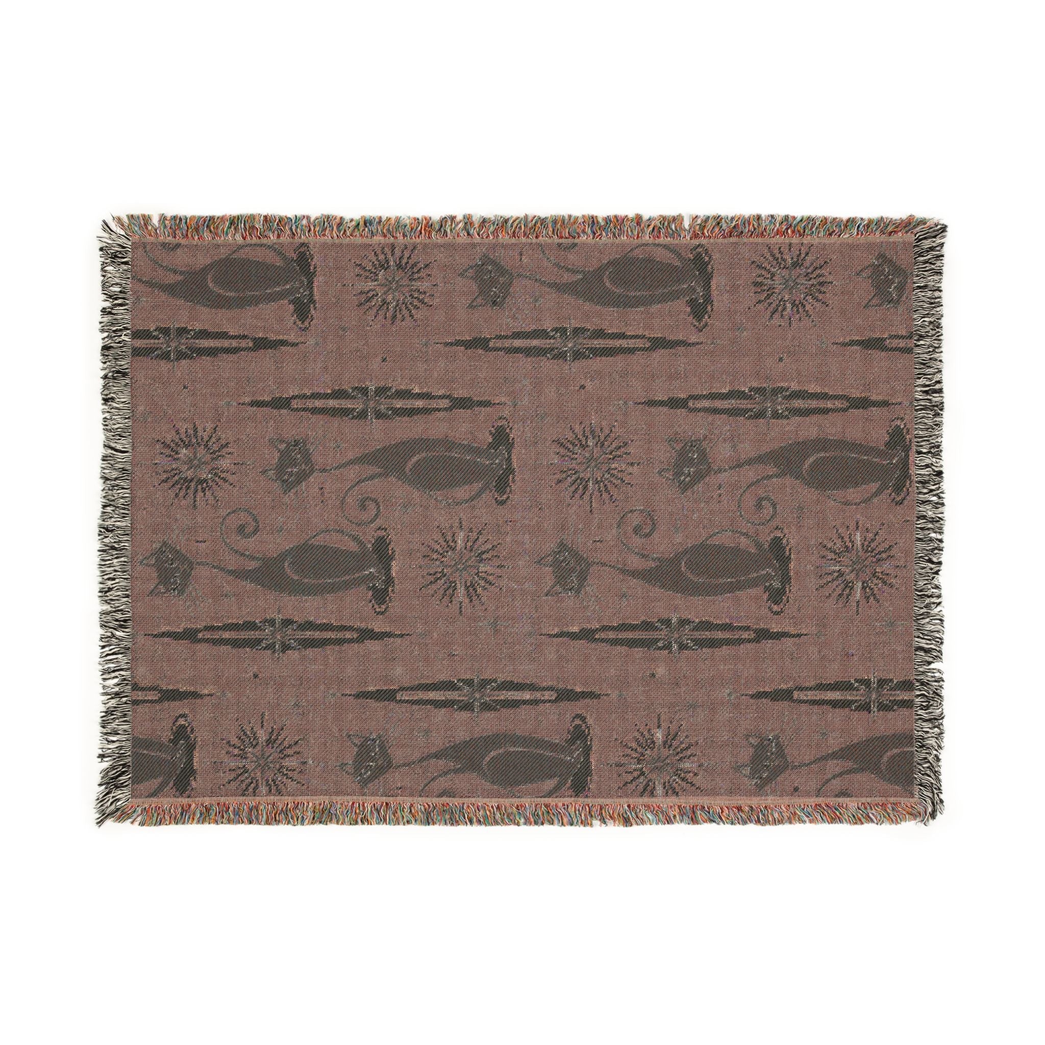 Mid - Century Retro Coolest Kitty Cats Vintage Ski Lodge Woven Blanket - POPvault