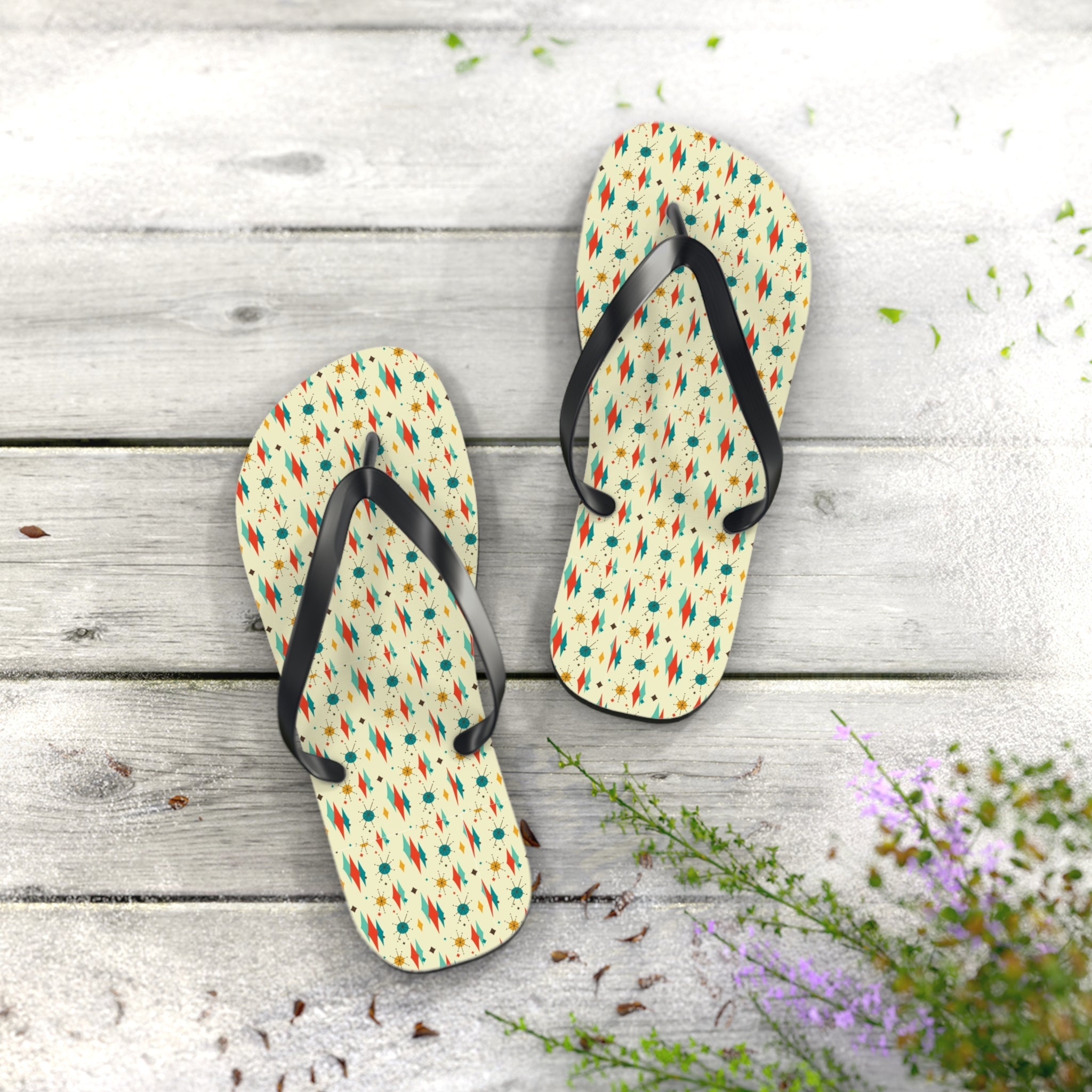 Mid - Century Retro Diamonds & Sparkles Flip - Flops - POPvault