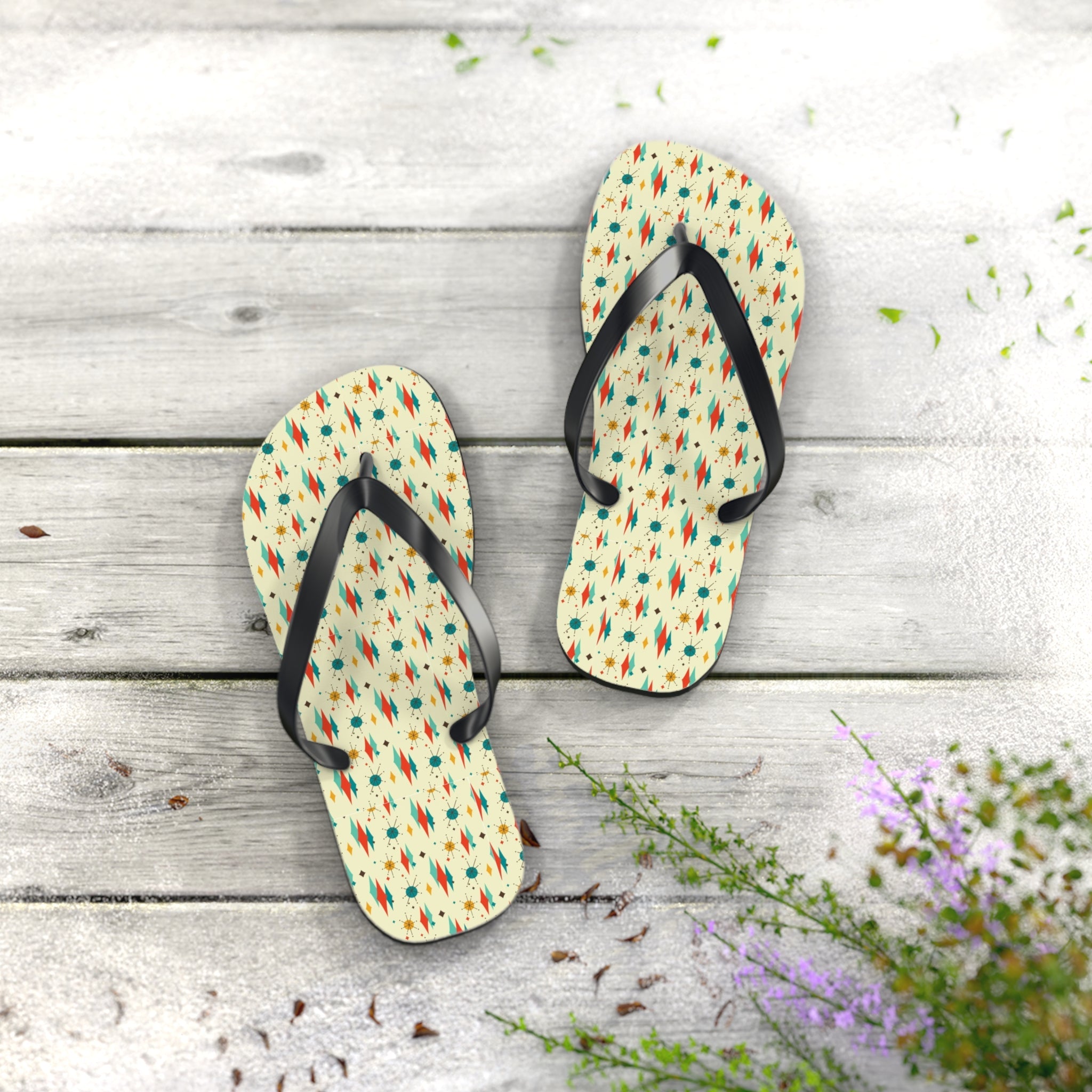 Mid - Century Retro Diamonds & Sparkles Flip - Flops - POPvault