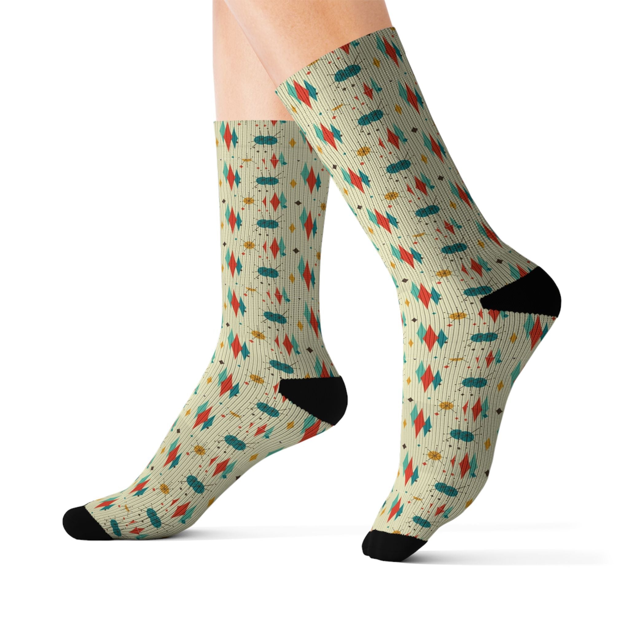Mid - Century Retro Diamonds & Sparkles Socks - POPvault